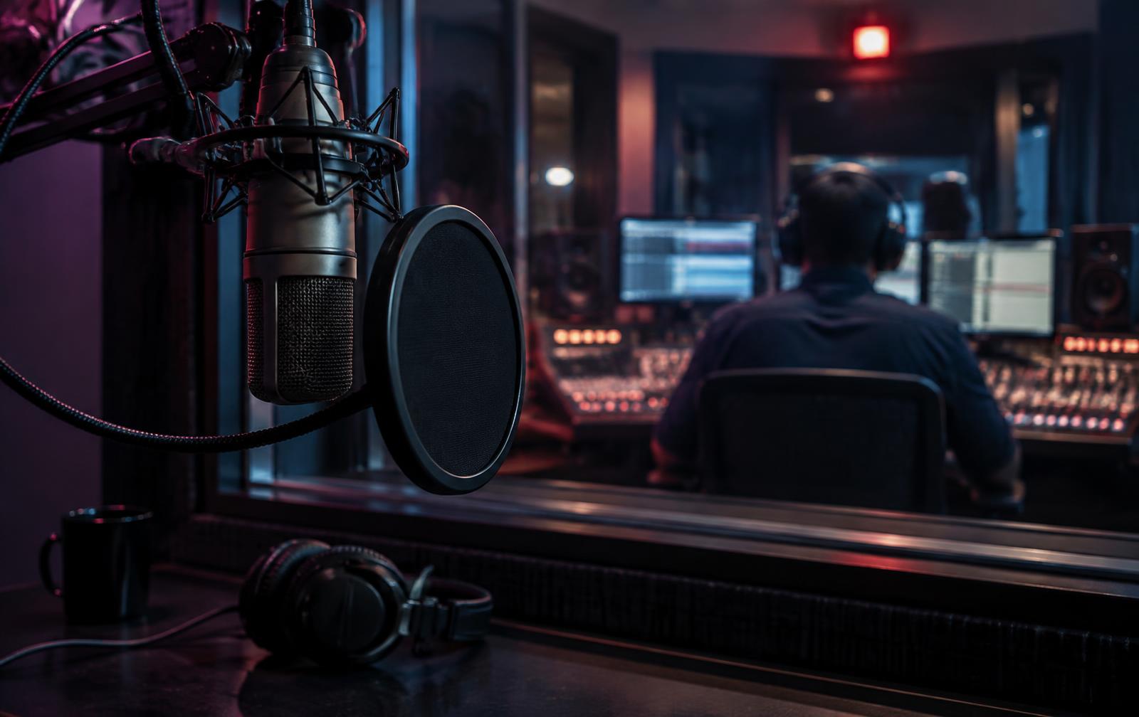 Broadcast studio equipment and production workspace